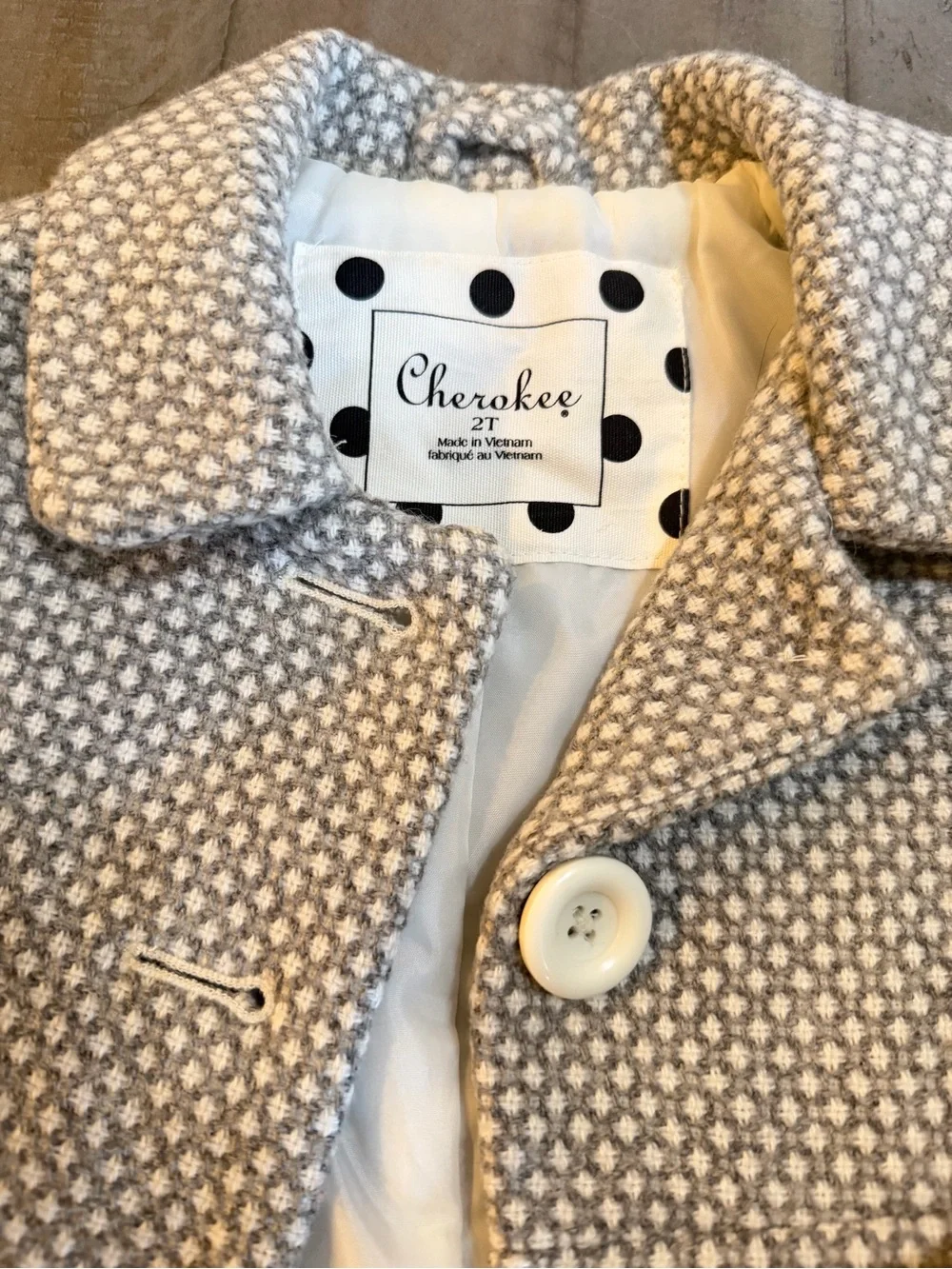 Cherokee Cream Textured Girls' Peacoat
